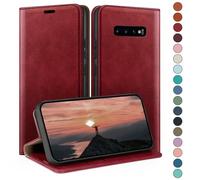 HUOUH for Samsung Galaxy S10 Wallet case with RFID Blocking PU Leather,Credit Card Holder,Flip Folio Book Phone cases Shockproof Cover Women Men for Samsung S10 case Red