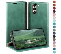 HUOUH for Samsung Galaxy S21 FE Wallet case with RFID Blocking PU Leather,Credit Card Holder,Flip Folio Book Phone cases Shockproof Cover Women Men for Samsung S21 FE case Sea Green