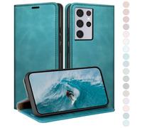 HUOUH for Samsung Galaxy S21 Ultra Wallet case with Credit Card Holder,RFID Blocking PU Leather,Flip Folio Book Cover Shockproof Phone cases Women Men for Samsung S21 Ultra Light Green