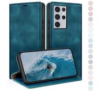 HUOUH for Samsung Galaxy S21 Ultra Wallet case with Credit Card Holder,RFID Blocking PU Leather,Flip Folio Book Cover Shockproof Phone cases Women Men for Samsung S21 Ultra case Teal