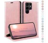 HUOUH for Samsung Galaxy S24 Ultra Wallet case with Credit Card Holder,RFID Blocking PU Leather,Flip Folio Book Cover Shockproof Phone cases Women Men for Samsung S24 Ultra Rose Gold