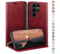 HUOUH for Samsung Galaxy S24 Ultra Wallet case with Credit Card Holder,RFID Blocking PU Leather,Flip Folio Book Cover Shockproof Phone cases Women Men for Samsung S24 Ultra case Red