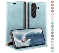 HUOUH for Samsung Galaxy S24 Wallet case with RFID Blocking PU Leather,Credit Card Holder,Flip Folio Book Phone cases Shockproof Cover Women Men for Samsung S24 case Bright Blue