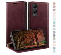 HUOUH for Samsung Galaxy S25 Edge Wallet case with RFID Blocking PU Leather,Flip Folio Book covers,Credit Card Holder Shockproof Phone case Women Men for Samsung S25 Edge case Wine Red