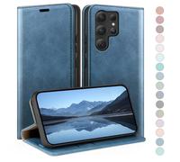 HUOUH for Samsung Galaxy S25 Ultra Wallet case with RFID Blocking PU Leather,Flip Folio Book covers,Credit Card Holder Shockproof Phone case Women Men for Samsung S25 Ultra case Bright Blue