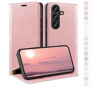 HUOUH for Samsung Galaxy S25 Wallet case with RFID Blocking PU Leather,Flip Folio Book covers,Credit Card Holder Shockproof Phone case Women Men for Samsung S25 case Rose Gold
