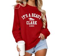 Huovud It's a Beaut Clark Sweatshirt For Women Christmas Tree Farm Sweatshirts Funny Christmas Movie Pullover Tops, Red, XL