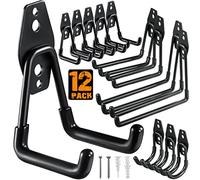 HUPBIPY 12 Pack Garage Hooks Heavy Duty,Utility Steel Garage Storage Hooks,Wall Mount Garage Hanger&Organizer for Organizing Power Tools,Ladders,Bulk Items,Bikes,Ropes and More Equipment