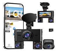 HUPEJOS 2K 4 Channel Dash Cam Front and Rear Inside, 360° View Car Camera, Dash Camera for Cars Built-in Wi-Fi, Dashcam with 64GB Card, Voice Control, WDR Night Vision, 24H Parking Mode, Mini Size, V7