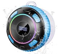 Hupoaf Shower Speaker Bluetooth 5.3, 2025 IP7 Waterproof Speaker, Portable Speaker with Deep Bass, 6D HIFI Stereo, Outdoor Speaker Weatherproof, 10H Playtime, RGB, for Bathroom, Travel, Sky blue