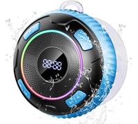Hupoaf Shower Speaker Bluetooth 5.3, 2025 IP7 Waterproof Speaker, Portable Speaker with Deep Bass, 6D HIFI Stereo, Outdoor Speaker Weatherproof, 10H Playtime, RGB, for Bathroom, Travel, Sky blue