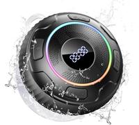 Hupoaf Shower Speaker Bluetooth 5.3, 2026 IP7 Waterproof Speaker, Portable Speaker with Deep Bass, 6D HIFI Stereo, Outdoor Speaker Weatherproof, 10H Playtime, RGB, for Bathroom, Travel, Pure black