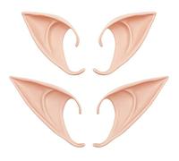 HUPOO 2 Pairs Latex Elf Ear, Soft Pointed Tips Anime Party Dress Up Costume Ears for Cosplay Halloween Christmas Any Themed Party