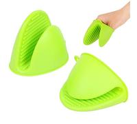 HUPOO Silicone Thicken Gloves Pot holder Grip Heat Resistant Pinch Finger Protector Kitchen Accessories for Kitchen Cooking Baking from Hot Plate Pot Dish and Bowl- Set of 2,Green
