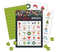 HUQIL Christmas Bingo Party Games with 24 Players, Birthday Party Games Card, Family Activities Bingo Cards for Women Men Family Birthday Party Supplies, Party Favors Gifts for Friends - FS176