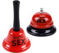 Huqqi 2 Pack Hand Bell Service Bell Bar Counter Top Service Call Bell Ring Reception, Novelty Funny Romantic Toy for Home Ornament Single Party Bells (Red)