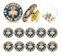 Huquary 10 Pcs Student of The Month Lapel Pins Bulk Appreciation Reward Gifts Enamel Badge Recognition Pins 3/4 Inch Motivational Awards for Students School Classroom Teacher Supplies