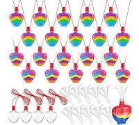 Huquary 100 Pcs Heart Sand Art Bottle Necklaces Sand Art Craft Kit for Kids Craft Party Supplies Party Favors DIY Art Activity Group Included 10 Pcs Small Clear Plastic Mini Funnels, Sand Not Included