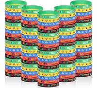 Huquary 100 Pcs Hispanic Heritage Month Rubber Bracelets Latin American Spanish Party Silicone Bracelets Wristband for Gifts Festival Accessory Party Decorations