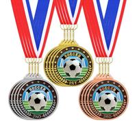 Huquary 12 Pcs 12 Pcs Volleyball Soccer Baseball Award Medals Bulk 1st 2nd 3rd Trophy 2 Inch Gold Sliver Bronze Medal Award for Sports Themed Party Favors Team Tournaments School Match (Soccer)