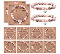 Huquary 12 Set Baby Shower Favors for Guests Bracelets with Message from The Bump Card Charm Baby Shower Bracelets for Gender Reveal Thank You Gifts, 7-10inch, paper natural stone, no gemstone