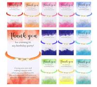 Huquary 12 Sets Birthday Bracelets Sets for Guest Colorful Clay Beaded Heart Bracelet Thank You Gifts Happy Birthday Bracelets