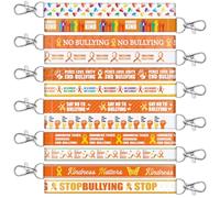 Huquary 120 Pcs Against Bullying Awareness Gifts Lanyard Keychain with Swivel Hook for Women Keychain Gifts Orange Ribbon Inspirational Key Ring for Anti Bullying Awareness Fundraising