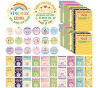 Huquary 150 Packs Kindness Plastic Coins with 150 Cards Waterproof Kindness Coins Tokens of Appreciation Sunday Gifts for Church Activities Affirmations