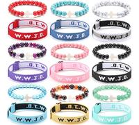Huquary 18 Pcs WWJD Braided Christian Cross Bracelets Beaded Stretch WWJD Adjustable Jesus Bracelets Wristbands for Women Men What Would Jesus Do Religious Rope Jewelry Faith Pendant Gift