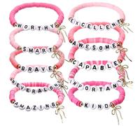 Huquary 20 Set Inspirational Back to School Gifts Bulk First Day of School Bracelets Preppy Bow Bracelets Jewelry for Student