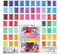 Huquary 21000 Pcs Pony Beads Bulk 6 x 9 mm Plastic Kandi Beads for Bracelet for Multicolor Craft Making Rainbow Necklace Jewelry Key Chain DIY Braids(72 Colors)