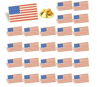 Huquary 24 Pack American Flag Lapel Pin, Small Rectangle USA Flag Lapel Pin with 50 Stars and 13 Stripes, Made of Metal, Souvenir Hat Jackets Clothes Men Women Patriotic Independence Day