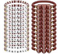 Huquary 24 Pack Team Gifts Ball Letter Clay Beaded Bracelet Bulk Sport Party Favors Adjustable Sports Charms Bracelets Ball Player Coach Games Day Gifts for Teen Women Man Adults, diameter about 7.5