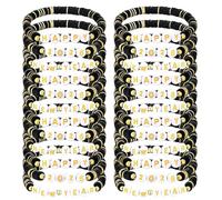 Huquary 24 Pcs 2026 Happy New Year Clay Bracelets Gifts Stackable Clay Beaded Stretch Bracelets Set 2026 Good Luck Blessing Jewelry for New Years Eve Holiday Party Accessory Friendship Gift