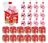 Huquary 24 Pcs Christmas Capybara Plush Keychains Christmas Gift Box Small Capybara Mini Stuffed Animals Keychains Goodie Candy Box for Xmas Birthday Gift Favor Accessories