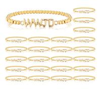Huquary 24 Pcs WWJD Gold Beaded Bracelets Gift Bulk What Would Jesus Do Adjustable Bracelets Bulk Inspirational Religious Christian Faith Jewelry Gifts for Women Men Girls Church Favors Fundraisers