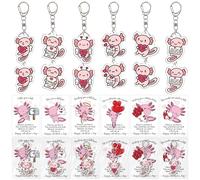 Huquary 24 Sets Valentine's Day Axolotl Charm Keychains and Inspirational Gift Cards Valentines Axolotl Party Favors Backpack Decorations Birthday Gift