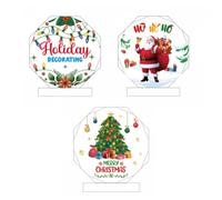 Huquary 3 Pcs Holiday Decorating Trophies with Base 5.3 Inch Merry Christmas Acrylic Trophy Contest Awards Medal Prize Christmas Decorations for Xmas Party Supplies, 3 Styles