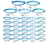 Huquary 30 Pcs Swimming Bracelets Gift Bulk Blue Swim Adjustable Braided Rope Cord with I love Swimming Charm Appreciation Supplies for Swim Team Coach Teen Swimmer Birthday Action Sport Party Favor