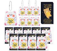 Huquary 30 sets Gift Cute Crochet bear Keychain bulk Positive Inspirational Animal Keychains with card for Birthday First Day