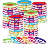 Huquary 36 Pcs Bingo Rubber Bracelets Party Favors, Bingo Game Night Champion Silicone Wristbands Bulk Party Supplies Decorations, Birthday Carnival Event Prizes, School Class Gifts