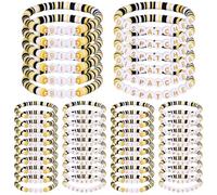 Huquary 48 Pcs Dispatcher Gift 911 Operator Beaded Bracelets Bulk Stretch Gifts Stackable Elastic Layering Bracelets Emergency Operator Responder Law Enforcement Dispatcher Gift for Men Women