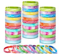 Huquary 48 Pcs Fruit of the Spirit Bracelet Inspirational Scripture Christian Silicone Bracelets Bulk Religious Motivational Love Joy Peace Patience Wristband Gift Decor (Gradient Color)