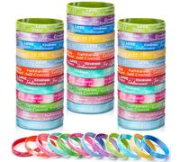 Huquary 48 Pcs Fruit of the Spirit Bracelet Inspirational Scripture Christian Silicone Bracelets Bulk Religious Motivational Love Joy Peace Patience Wristband Gift Decor (Gradient Color)