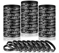 Huquary 48 Pcs Inspirational Scripture Silicone Wristbands Religious Love Joy Peace Patience Wristband Set Motivational Fruit of the Spirit Galations Christian Bracelet for Men Women Teens, one size,