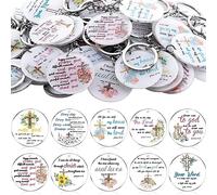 Huquary 50 Pcs Bible Verse Keychain Bulk Mother's Day Gift Inspirational Christian Quotes Keychain Religious Church Bible Cross Acrylic Floral Key Ring Gift for Mom Women Teacher Coworker Friend