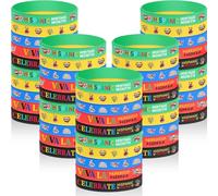 Huquary 50 Pcs Hispanic Heritage Month Rubber Bracelets Latin American Spanish Party Silicone Bracelets Wristband for Gifts Festival Accessory Party Decorations