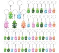 Huquary 50 Pcs Multicolor Mini Turtle Keychain Bulk Party Favors Tiny Turtles Resin Figures Handbag Pendant Sea Turtle Figurine Charms Party Supplies