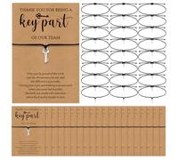 Huquary 50 Set Team Employee Appreciation Gifts Thank You Key Bracelet with Cards Inspirational Gifts Bulk, Thank You for Being a Key Part of Our Team CNA Week Gift for Nurse Staff Coworker Teacher