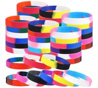Huquary 54 Pcs Pride Flag Bracelets 9 Colors Rainbow Gay Trans Lesbian Pride Flag Ally Wristband Lgbtq Transgender Bisexual Identity Recognition Accessory for Parade Decoration Party Supplies Gift